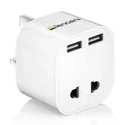 LENCENT UK 2 Pin to 3 Pin 13A Fuse Adaptor Plug, Electric Shaver Razor Adaptor Toothbrush Plug with 2 USB Ports for Epilators Bathroom
