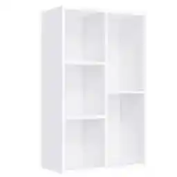 VASAGLE Bookcase, Bookshelf with 5 Compartments, Freestanding Shelves and Cube Organizer, Display Shelf for Small Spaces, for Living Room, Bedroom, and Home Office, White ULBC25WT