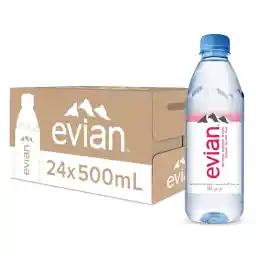 Evian Mineral Water, Naturally Filtered Drinking Water, 500ml Bottled Water Crafted by Nature, Case of 24 x 500 ML Evian Water Bottles