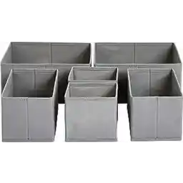 Amazon Basics Cloth Drawer Storage Organizer Boxes, Set of 6, Gray