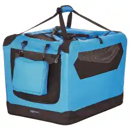 Amazon Basics Folding Portable Soft Pet Dog Crate Carrier Kennel - 26 x 18 x 18 Inches, Blue