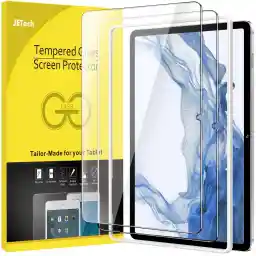 JETech Screen Protector for Samsung Galaxy Tab S8 Plus 2022 / Tab S7 FE 2021 / Tab S7 Plus 2020 12.4-Inch with Easy Installation Frame, Tempered Glass Film, HD Clear, 2-Pack