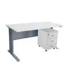 Mahmayi Stazion 1410 Office Desk, Modern Design Executive Desks for Computer Workstation, White with Drawers, 160cm x 75cm