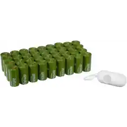 Amazon Basics Unscented Dog Poop Bags with Dispenser and Leash Clip, 13 x 9 Inches, Green - Pack of 540 (36 Rolls)