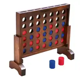 GoSports 1 Foot Width Wooden 4 in a Row Game - Choose White or Dark Stain – Includes Connect Coins, Portable Case and Rules