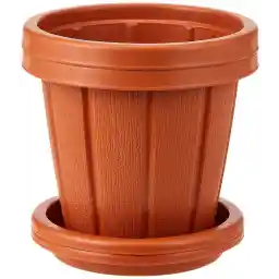 Cosmoplast Cedargrain 6" Flowerpot with Tray Set of 2
