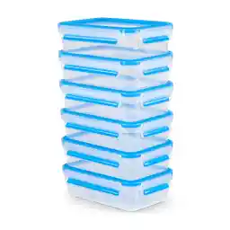 Emsa Clip&Close Fresh ست 6 ظروف بدون هوا، 0.8 لیتر، بهداشتی، بی بو و بی مزه، 100% بدون BPA، قابل شستشو در ماشین ظرفشویی و مایکروویو، دارای گواهی مراقبت از کودک، ساخت