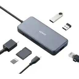 Anker USB C Hub Adapter, PowerExpand+ 7-in-1 USB C Hub, with 4K USB C to HDMI, 60W Power Delivery, 1Gbps Ethernet, 2 USB 3.0 Ports, SD and microSD Card Readers, for MacBook Pro and Other USB C Laptops