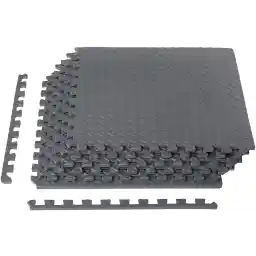 Amazon Basics Foam Interlocking Exercise Gym Floor Mat Tiles - Pack of 6, 24 x 24 x .5 Inches, Grey