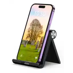 UGRREN Phone Stand Foldable and Portable Mobile Stand for Desk Adjuatble Cellphone Holder Mobile Holder Desk Mount Compatible with iPhone 16 Pro Max iPhone 15/14/13/12 Series Galaxy S25 Ultra S24/S23