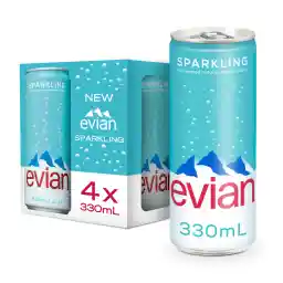 evian Sparkling Water Cans 4x330ml, Awaken Your Senses with Evian Sparkling Water, Sparkling Drinking Water for Maximum Hydration