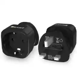 LENCENT 2Pcs EU to UK Plug Adapter, Europe Schuko 2 Pin to 3 Pin UK Travel Adaptor, European Euro to British Adapter- Black