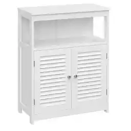 VASAGLE Floor Storage Cabinet, Freestanding Storage Unit with Double Shutter Doors and Adjustable Shelf, for Living room, Bathroom, Entryway, Kitchen, White UBBC40WT