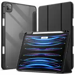 JETech Case for iPad Pro 11 Inch (2022/2021/2020/2018) with Pencil Holder, Clear Transparent Back Shell Slim Stand Shockproof Tablet Cover, Auto Wake/Sleep (Black)