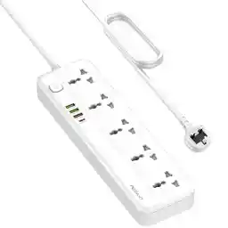 PEGANT 5 Way Power Extension Cord with USB, 1x 20W USB-C PD, 3x USB-A QC Fast Charging Ports, 5x Universal Electrical Outlet Lead Sockets, Multi Plug Charging Surge Protector Strip, 3M Cable