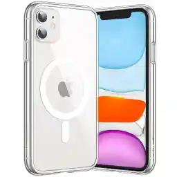 JETech Magnetic Case for iPhone 11 6.1-Inch Compatible with MagSafe Wireless Charging, Shockproof Phone Bumper Cover, Anti-Scratch Clear Back (Clear)