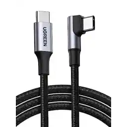 UGREEN 100W USB C به USB C کابل زاویه PD 3.0 PPS کابل شارژ USB-C 90 درجه سازگار Samsung Galaxy S23 Ultra، M2 MacBook Pro/Air iPad Pro 12.9 iPad Air 5/Mini 6 Steam Deck و غیره (2 متر)