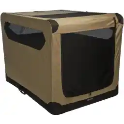 Amazonbasics Portable Folding Soft Dog Travel Crate Kennel - 31 X 31 X 42 Inches, Tan