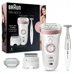 Braun Epilator Silk-épil 7, Hair Removal Device, Women Shaver & Trimmer, Wet and Dry, Wide Head, Includes Shaver Head and Trimmer Comb, SE7-041, Silver