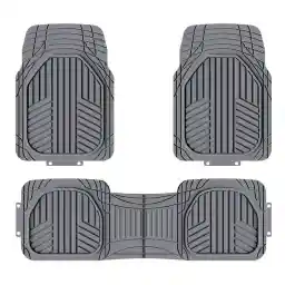 Amazon Basics 3-Piece All-Weather Protection Heavy Duty Rubber Floor Mats For Cars, Suvs, And Trucks,Gray,Universal Trim To Fit