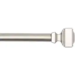 Amazon Basics 2.54 CM Wall Curtain Rod with Square Finials, 1.83 M to 3.66 M, Nickel