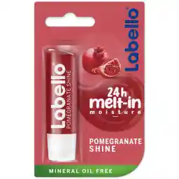 Labello Pomegranate Shine Lip Balm, 24H Melt-In Moisture, with Shea Butter and Natural Oils Enriched with Vitamins, with Natural Ingredients, Mineral Oil Free, Vegan, 4.8g