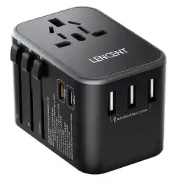 LENCENT Universal Travel Adapter, International Charger with 3 USB Ports & 2 Type-C PD Fast Charging Adaptor All in One Worldwide Wall Charger for iPhone, Laptops, Tablet,Type A/C/G/I (USA/UK/EU/AUS)