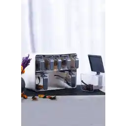 Herevin Sekizli Standlı Baharatlık Seti Gri Beyaz - 161280-815