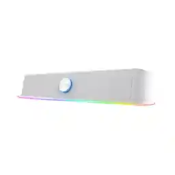 Trust Gaming GXT 619W Thorne Soundbar met RGB Verlichting, 12W, PC Luidsprekers 2.0 met USB-voeding, 3,5 mm AUX Audioaansluiting, Stereo Speaker voor Desktop, Laptop, Computer - Wit