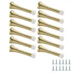 Amazon Basics Spring Door Stop - Polished Brass, 12-Pack