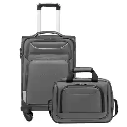 Coolife Luggage Carry on Hand Oxford Cloth Softshell Luggage Lightweight Durable with 4 Spinners, The Suitcase Included 1pc Totebag(38x26x17cm)(Gray, S(20 inch)_carry on)