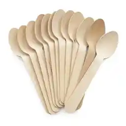 Vmanly 6.5" Disposable Wooden Spoons - Natural Birch Wood, Eco Friendly Biodegradable Compostable Cutlery (50 Pack)