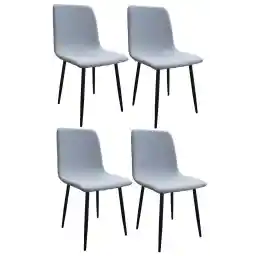 Mahmayi HYDC058 Grey Dining Chair for Kitchen & Living Room - Ergonomic, Stylish Fabric Cushioned Seating with Metal Tube & Wood Color, Sturdy & Comfortable, Grey (Pack of 4)