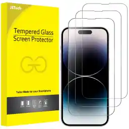 JETech Full Coverage Screen Protector for iPhone 14 Pro Max 6.7-Inch, 9H Tempered Glass Film Case-Friendly, HD Clear, 3-Pack