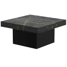 Mahmayi Modern Coffee Table Square Shape Tabletop for Living Room, Study Room and Office - Black Pietra Grigia and Black