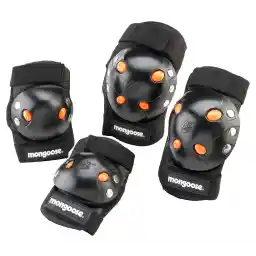 Mongoose Kids BMX Bike Gel Knee and Elbow Pad Set, Multi-Sport Protective Gear for Boys and Girls Age 8 and Up, Kneesavers and Elbowsavers