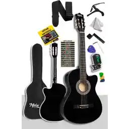 ست کامل قاب محافظ 4/4 یقه ای قابل تنظیم گیتار کلاسیک مشکی Midex Cg-395bk (تیونر آویز کیسه متد PENA)