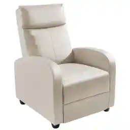 Homall Recliner Chair, Recliner Sofa PU Leather for Adults, Recliners Home Theater Seating with Lumbar Support, Reclining Sofa Chair for Living Room (Beige, Leather)