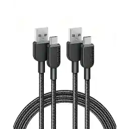 Anker USB C oplaadkabel, [set van 2, 180 cm] 310 USB A naar USB C oplaadkabel, USB A naar type C nylon kabel, snellaadkabel voor Samsung Galaxy Note 10 Note 9/S10+ S10, LG V30 (USB 2.0, zwart)