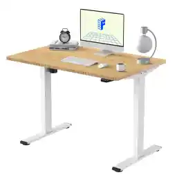 FLEXISPOT Adjustable Desk, Electric Bamboo Standing Desk Sit Stand Desk, 48 x 24 Inches Whole-Piece Bamboo Desk Top Home Office Table Stand up Desk(E1 Classic Black Frame+Rectangular Top)