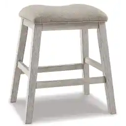 Signature Design by Ashley Skempton Modern 24" Counter Height Upholstered Barstool, 2 Count, Whitewash