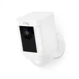 Ring Spotlight Cam Battery, White - HD Security Cameras With Two-Way Talk and Siren Alarms, Powered by Quick Release Battery or Solar Panel
