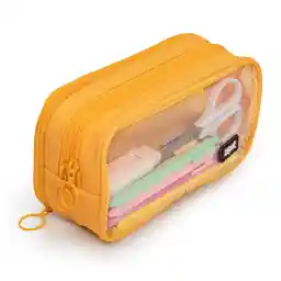 ZIPIT Half & Half Pencil Case | Large Capacity Pencil Pouch | Pencil Bag for School, College and Office (Yellow)