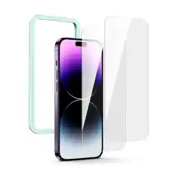 UGREEN 2 Pack iPhone 14 Pro Screen Protector 6.1 Inch with Alignment Frame Easy Installation, Bubble Free, HD Clear, Scratch Resistant, Anti-Fingerprint, Tempered Glass Film, Full Screen Coverage