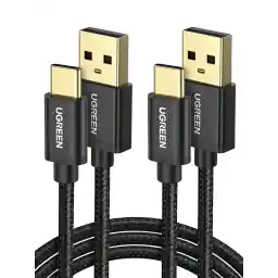 UGREEN Type C Cable, 1M 2Pack Fast Charging USB A to Type C Cable, Nylon Braided Charging USB-C Cord Compatible with iPhone 17-15 Series, Samsung, Huawei, Nintendo Switch, Xiaomi, Vivo, Oppo