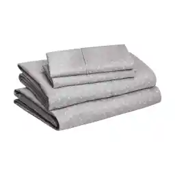 Amazon Basics Lightweight Super Soft Easy Care Microfiber Bed Sheet Set with 14” Deep Pockets - King, Gray Arrows