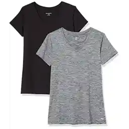 Amazon Essentials Women's Active Quick Dry Tech Stretch Short-Sleeve V-Neck T-Shirt (Available in Plus Size), Pack of 2