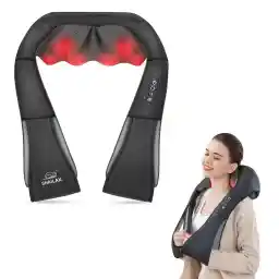Snailax shiatsu nekmassageapparaat met hitte, 4D-rotatie nek- en schoudermassageapparaat met warmte, cadeaus voor mama, papa, verwarmingskussen voor nek en rug