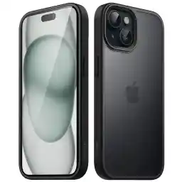 JETech Matte Case for iPhone 15 Plus 6.7-Inch, Shockproof Military Grade Drop Protection, Frosted Translucent Back Phone Cover, Anti-Fingerprint (Black)