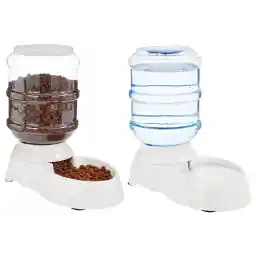 Amazon Basics Gravity Pet Food Feeder and Water Dispenser Bundle, Small (1-Gallon Capacity)